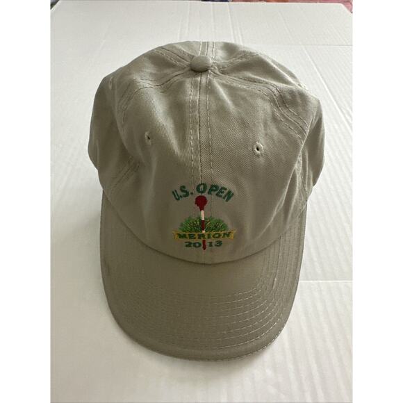 Us Open 2013 Merion Strap Back Hat Cap USGA Member Khaki Embroidered preowned - Picture 1 of 6